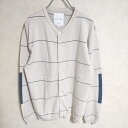 STILL BY HAND 強撚ボーダークルーネックカーディガン 定価17280円 KN0281 カーディガン ベージュ ブルー メンズ スティルバイハンド【中...