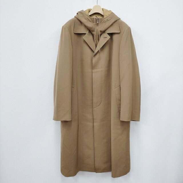 AURALEE 新品 LIGHT WOOL MAX GABARDINE HOODED LINER COAT 5 定価12万円 コート ベージュ メンズ オーラリー【中古】3-1119A◎