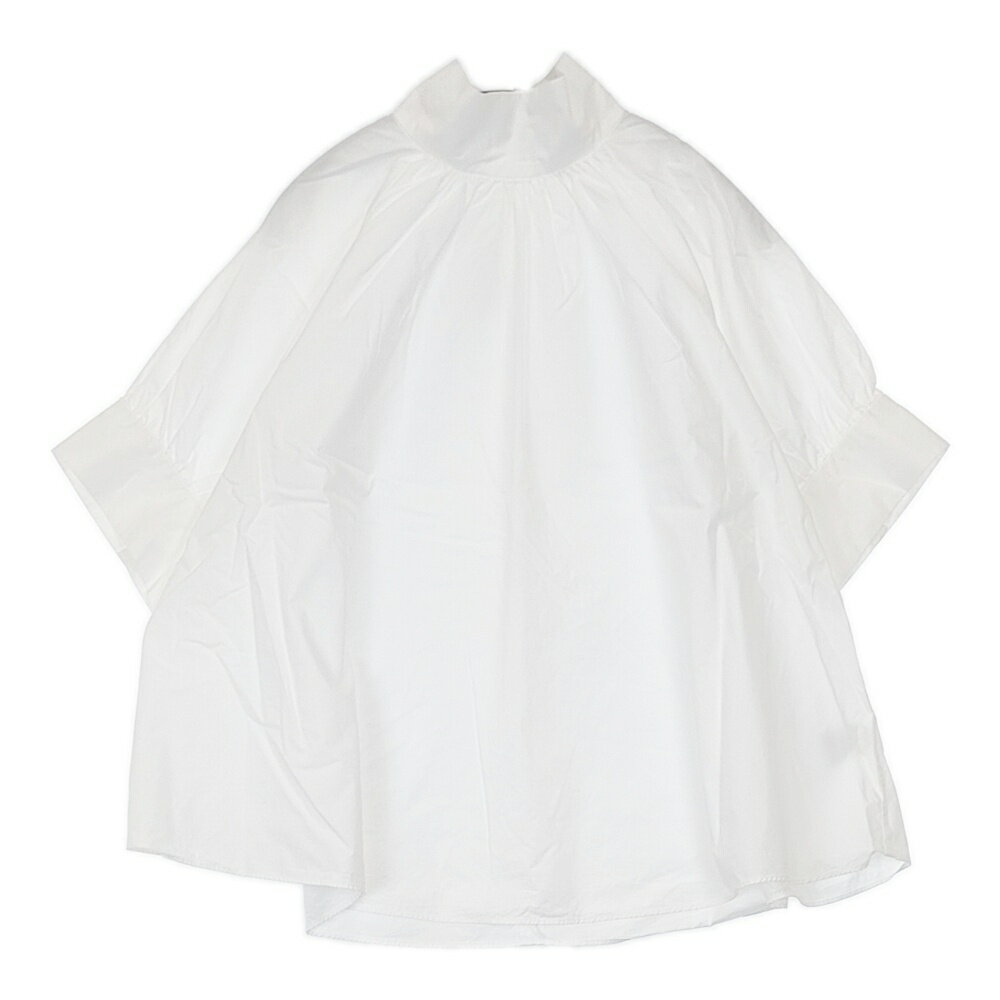 Rakuten - CLANE スタンドアップカラーギャザートップス 10122-4092 定価24200円 サイズ1 ブラウス シャツ ホワイト レディース クラネ【中古】5-0704S