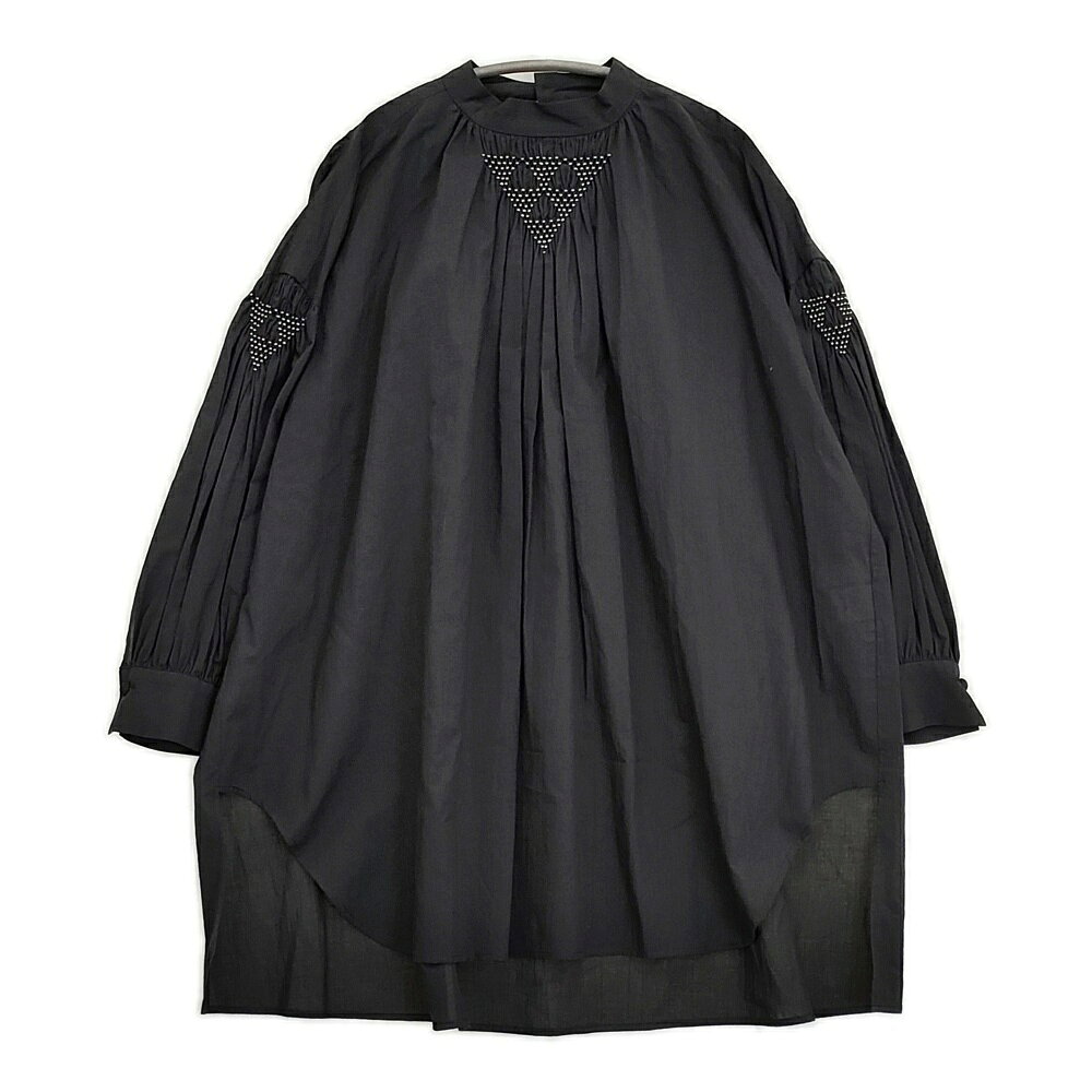 the last flower 単調な空間 Hand smocking bloues 定価53900円 ブラウス シャツ 25AW ブラック レディース ザラストフラワー5-1014M