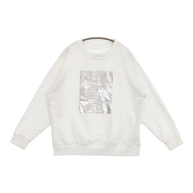 Other - Bou Jeloud Bab 7438011 箔プリント裏毛プルオーバー トレーナー スウェット ホワイト レディース ブージュルード【中古】6-0418M