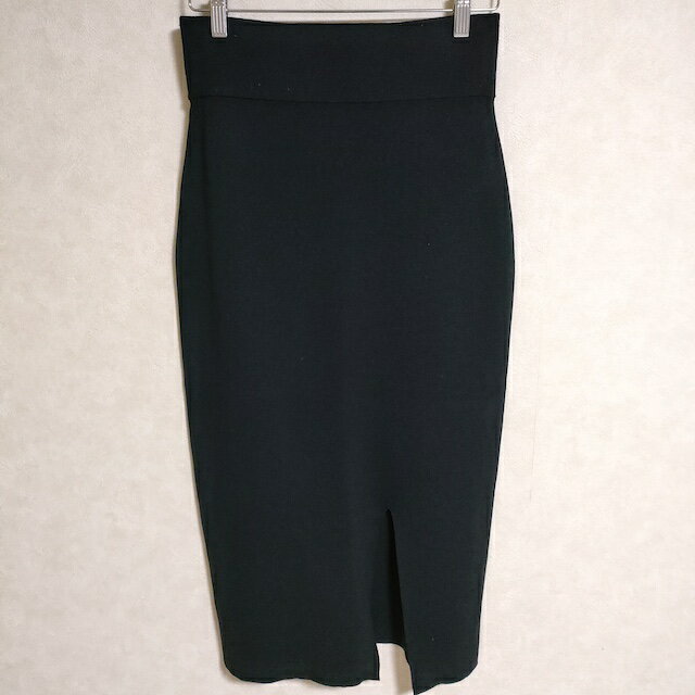 ROKU 6 BEAUTY&YOUTH MILANO RIB HIGH WAIST TIGHT SKIRT ロングスカート ブラック レディース ロクビューティアンドユース【中古】4-0421G