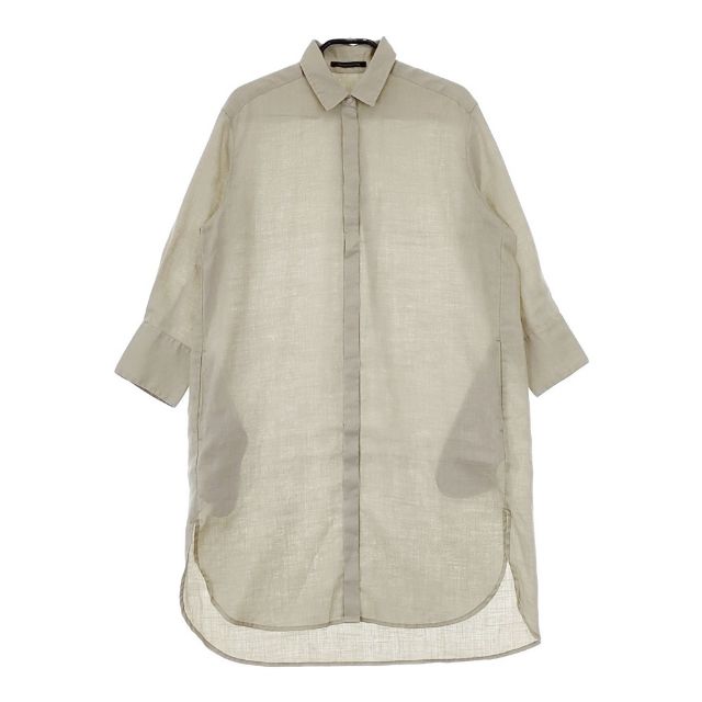 BARNYARDSTORM リネン混 ロングシャツ 比翼ボタンチュニック ベージュ レディース バンヤードストーム【中古】5-0424M
