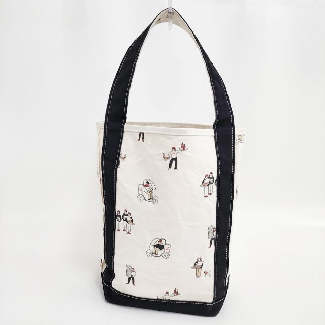 TEMBEA Baguette tote PIZZA バケット ピザ トートバッグ ホワイト ブラック レディース テンベア【中古】6-0111G