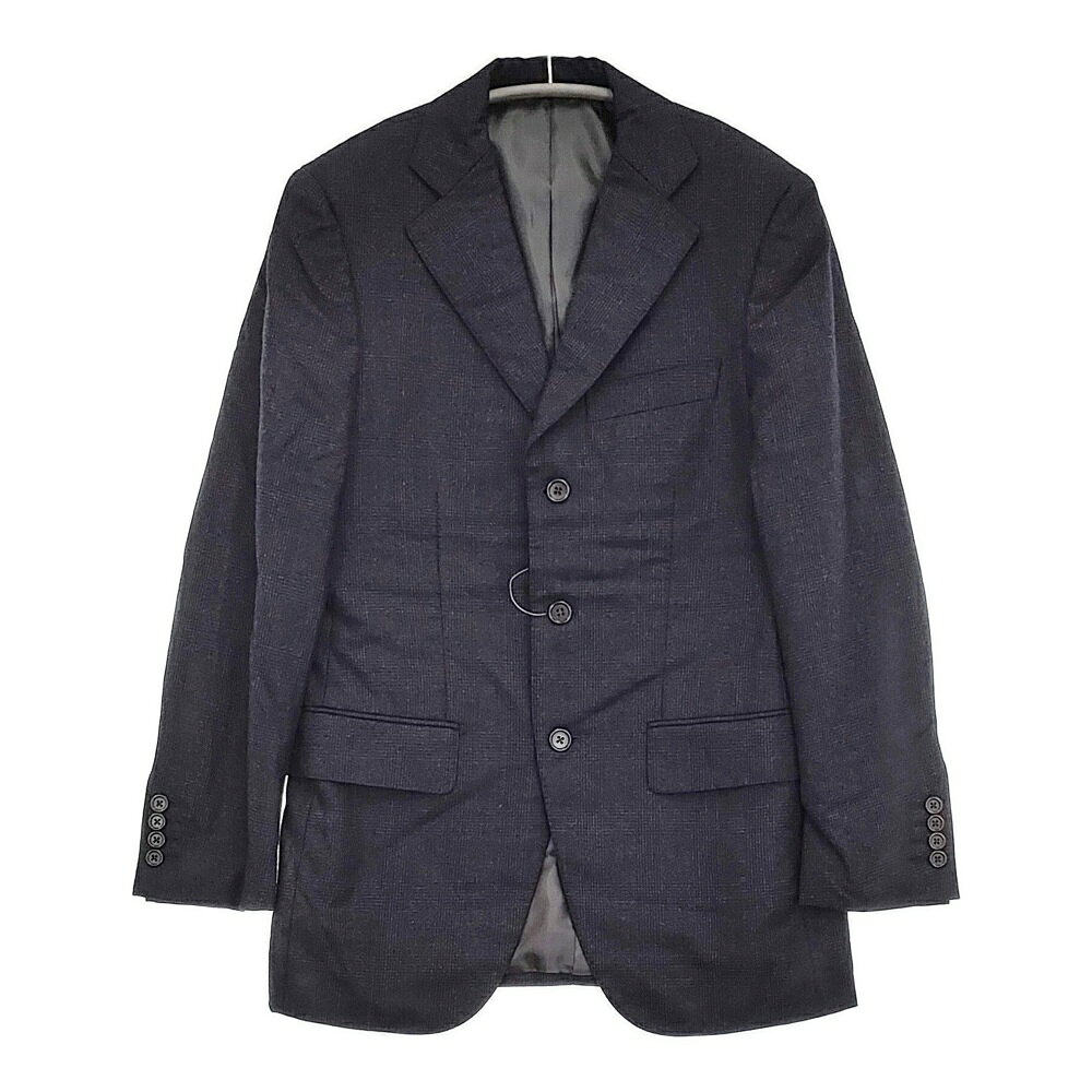 BEAMS F 3B テーラードジャケット パンツ グレンチェック ウール スーツ セットアップ ネイビー メンズ ビームスエフ【中古】6-0126T