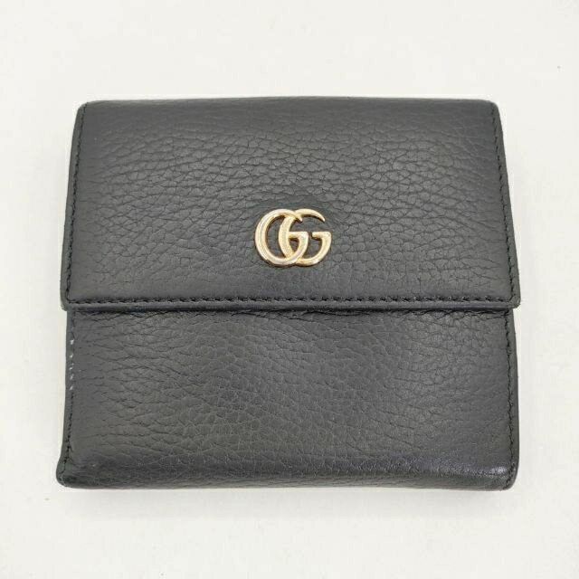 gucci///////////////\' - GUCCI GGマーモント ウォレット 小銭入れあり 三つ折り財布 ブラック ユニセックス グッチ【中古】6-0530G