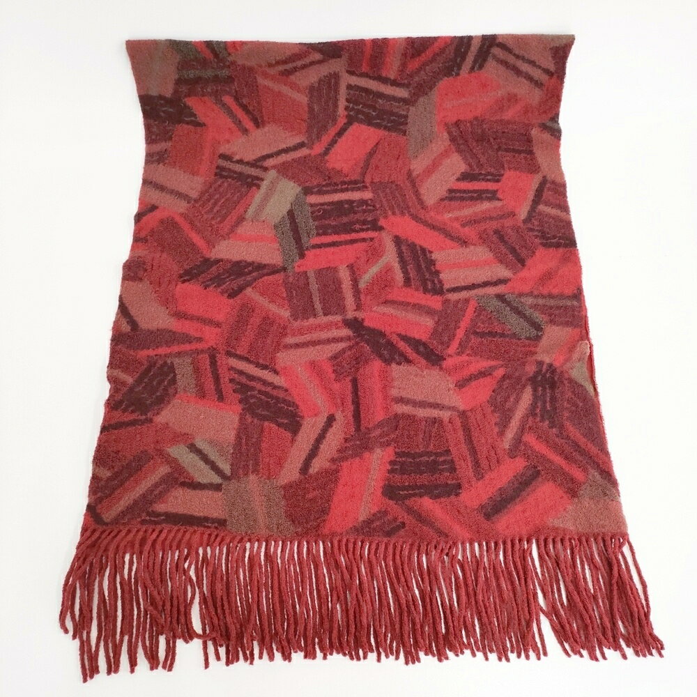 gungendo 綿ウールストール 朝氷柄 えんじいろ 定価18700円 25581401 マフラー ストール 25AW レッド レディース 群言堂【中古】6-0109T