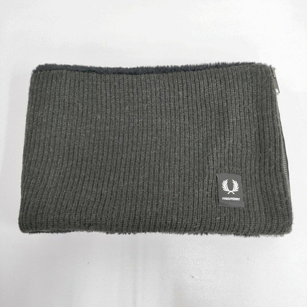 FRED PERRY MILITARY KNIT SNOOD フェイクファー ニット マフラー スヌード F19875 スヌード ブラック メンズ フレッドペリー【中古】6-0117T