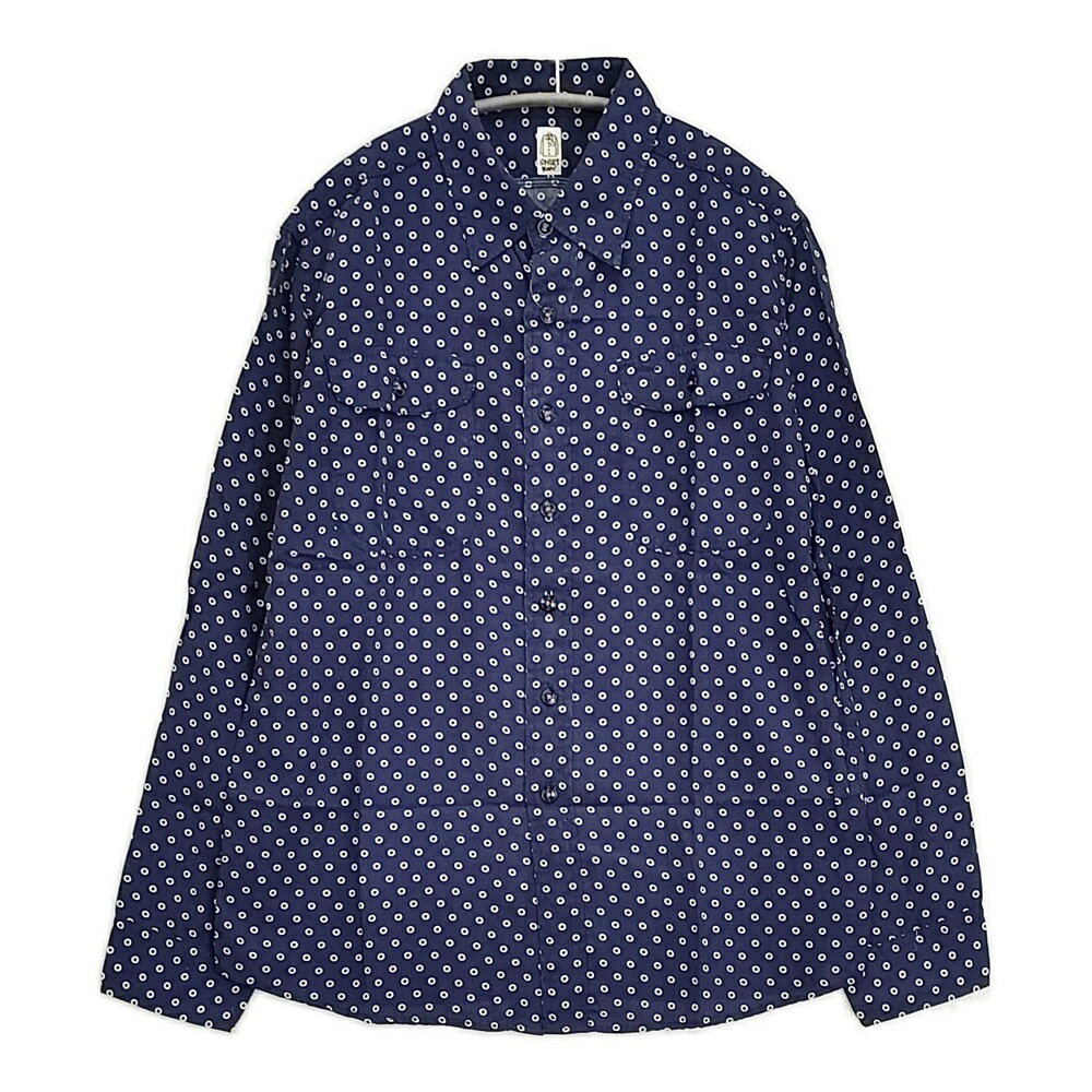 Rakuten - KATO SHIRT リヨセル ドット サイズS 長袖シャツ ネイビー ホワイト メンズ カトー【中古】6-0414M