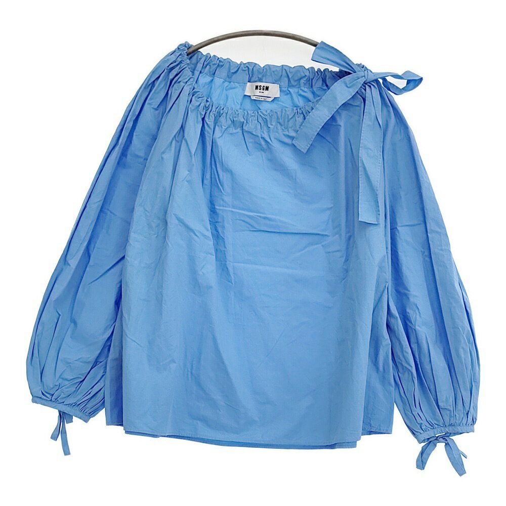 【美品】MSGM エムエスジーエム シャツ ブルー サイズ:40(L) | ポプリン アシンメトリー シャツ / ブラウス 長袖 レギュラーカラー The M wave コットン | トップス【レディース】【中古】 MSGM - 【美品】MSGM エムエスジーエム シャツ ブルー サイズ:40(L