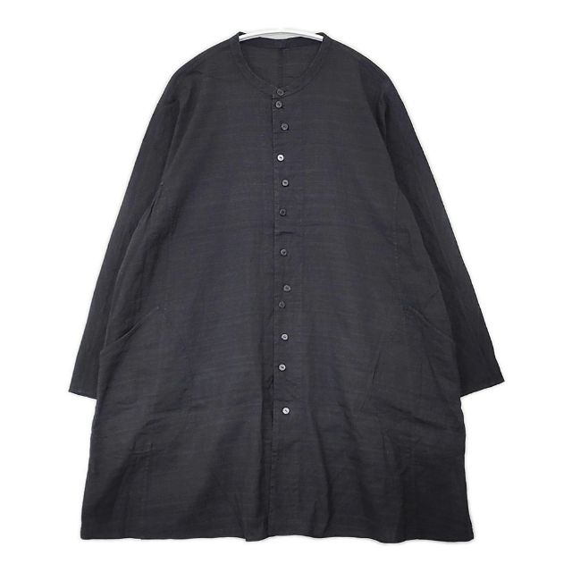 JURGEN LEHL コットンリネン スラブシャツ インド製 定価63800円 J0137FB014 イエローレーベル チュニック 23SS ブラック レディース ヨーガンレール【中古】6-0415M