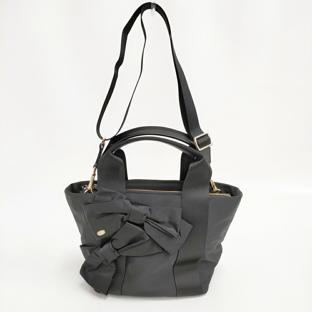 TOCCA 24AW T CADEAU TOTE トートバッグ 定価19800円 リボン 2way トートバッグ ブラック レディース トッカ【中古】5-1217G