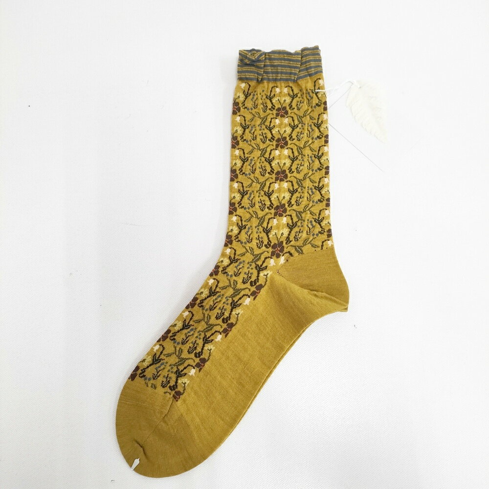 ANTIPAST 新品 定価3080円 花柄 ソックス 靴下 マスタード レディース アンティパスト【中古】6-0122T
