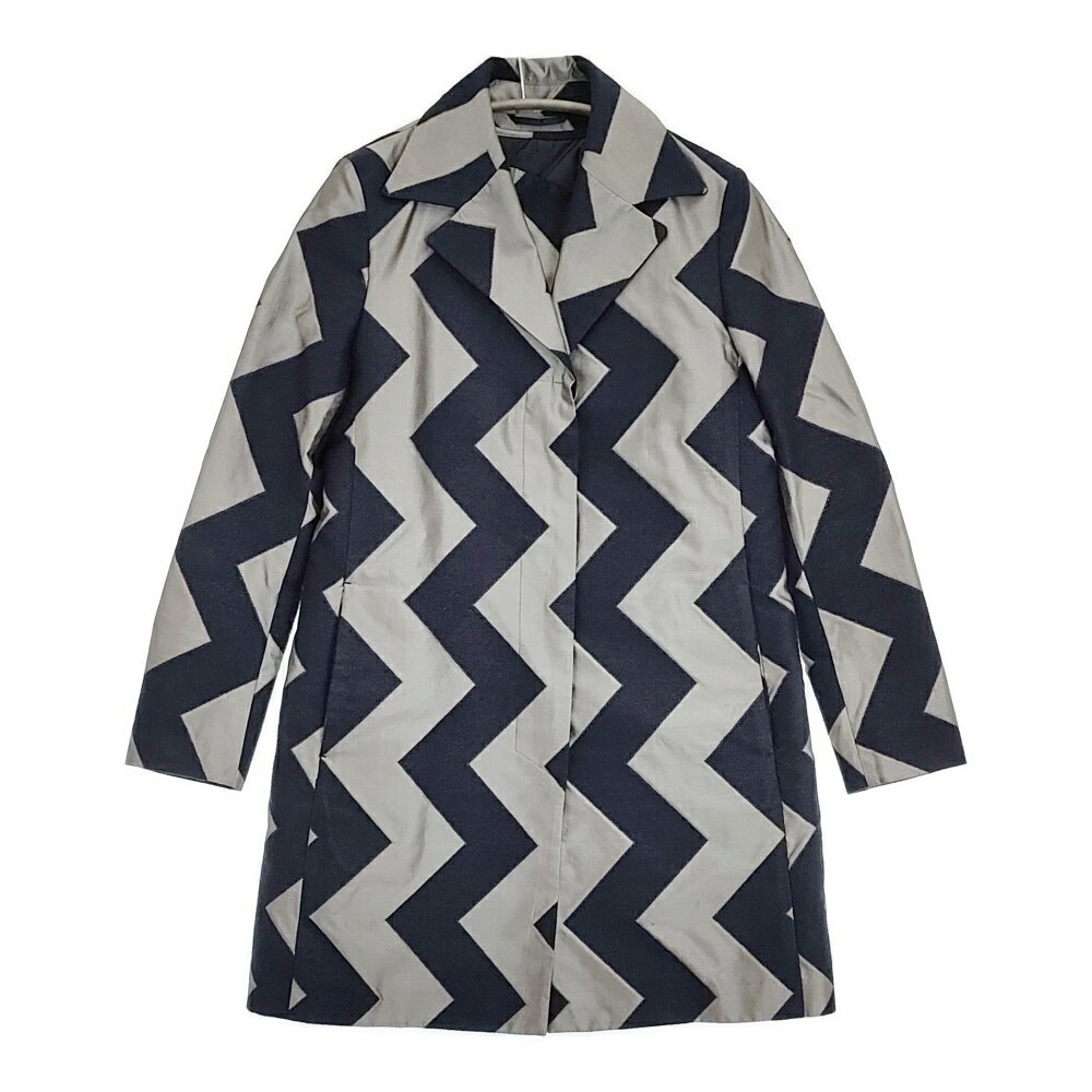 Rakuten - ISSEY MIYAKE ギザギザ ジグザグ サイズ2 ライナーベスト付き コート シルバー ネイビー レディース イッセイミヤケ【中古】6-0418T