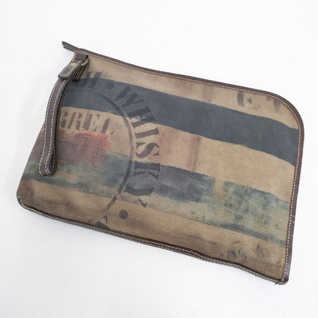 Rakuten - Paul Smith collection プリントハンドバッグ キャンバスレザーコンビ L字 クラッチバッグ カーキ メンズ ポール・スミス【中古】6-0503G