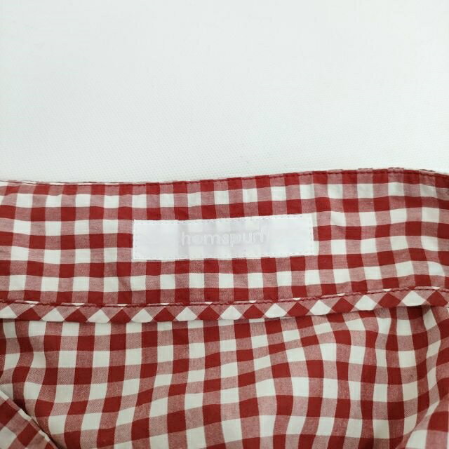 ブランド古着の専門店 ジージーのhomspun 151-4394 サイズF ギンガムチェック 変形ラップスカート スカート レッド ホワイト レディース ホームスパン【中古】4-0508M｜アングル3