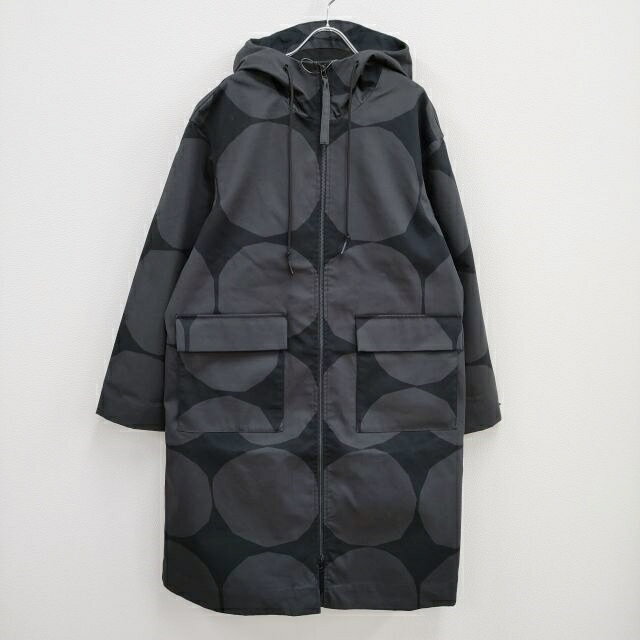 marimekko Kivet Mangaani coat 定価91300円 サイズM コート 23AW グレー ブラック レディース マリメッコ【中古】4-0508M♪