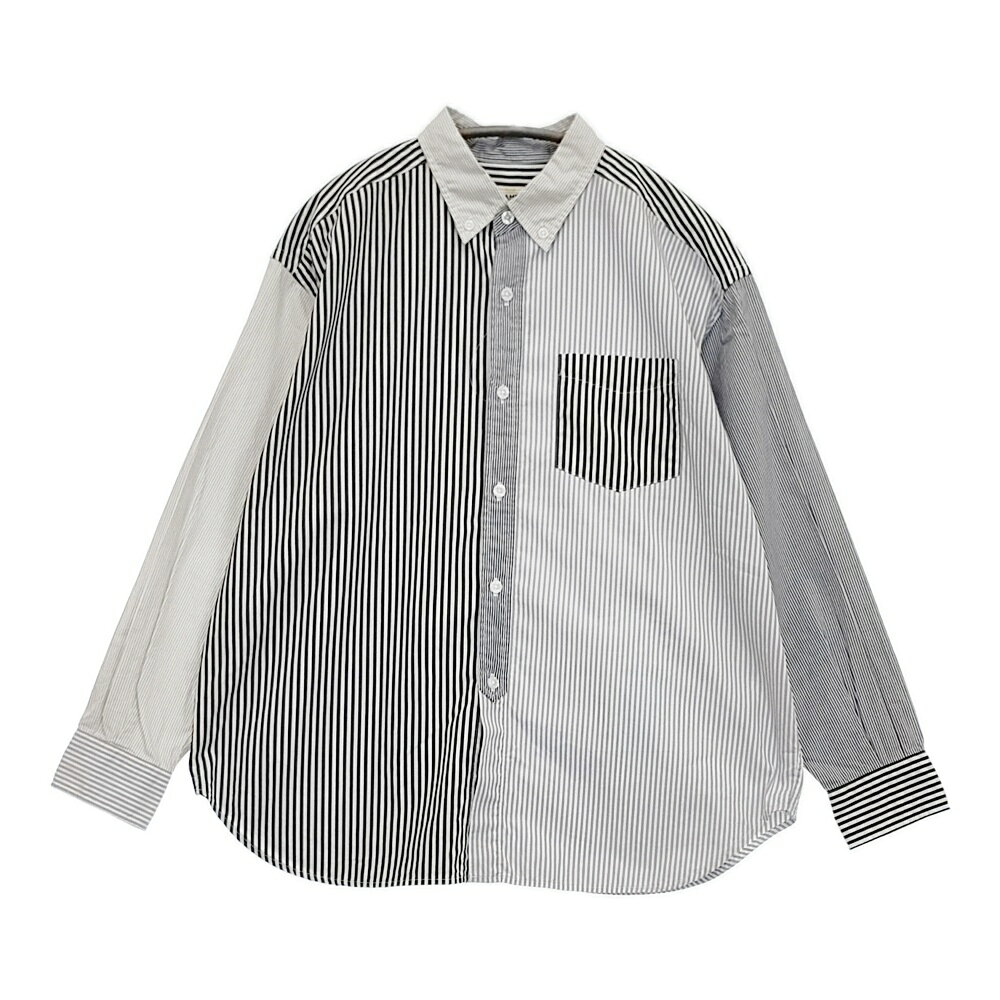 BEAMS BOY コットンローンクレイジーボタンダウンロングスリーブ 長袖シャツ 25SS ホワイト グレー レディース ビームスボーイ【中古】5-1118M