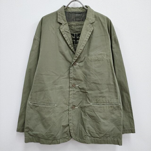 AQUA ROCK アクアロック 未使用品 AQ001 Cotton Cambric Jacket 定価42900円 3B テーラードジャケット 23SS カーキ メンズ【中古】4-0409M♪