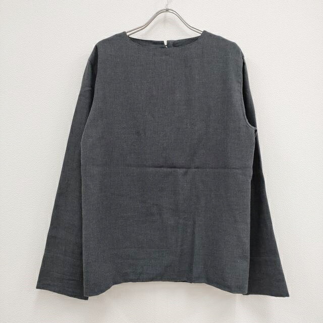 YASUTO KIMURA ヤストキムラ boat neck shirt プルオーバーシャツ ブラウス カットソー ストール付き サイズS コットンカシミヤ 長袖シャツ グレー レディース【中古】4-0418T