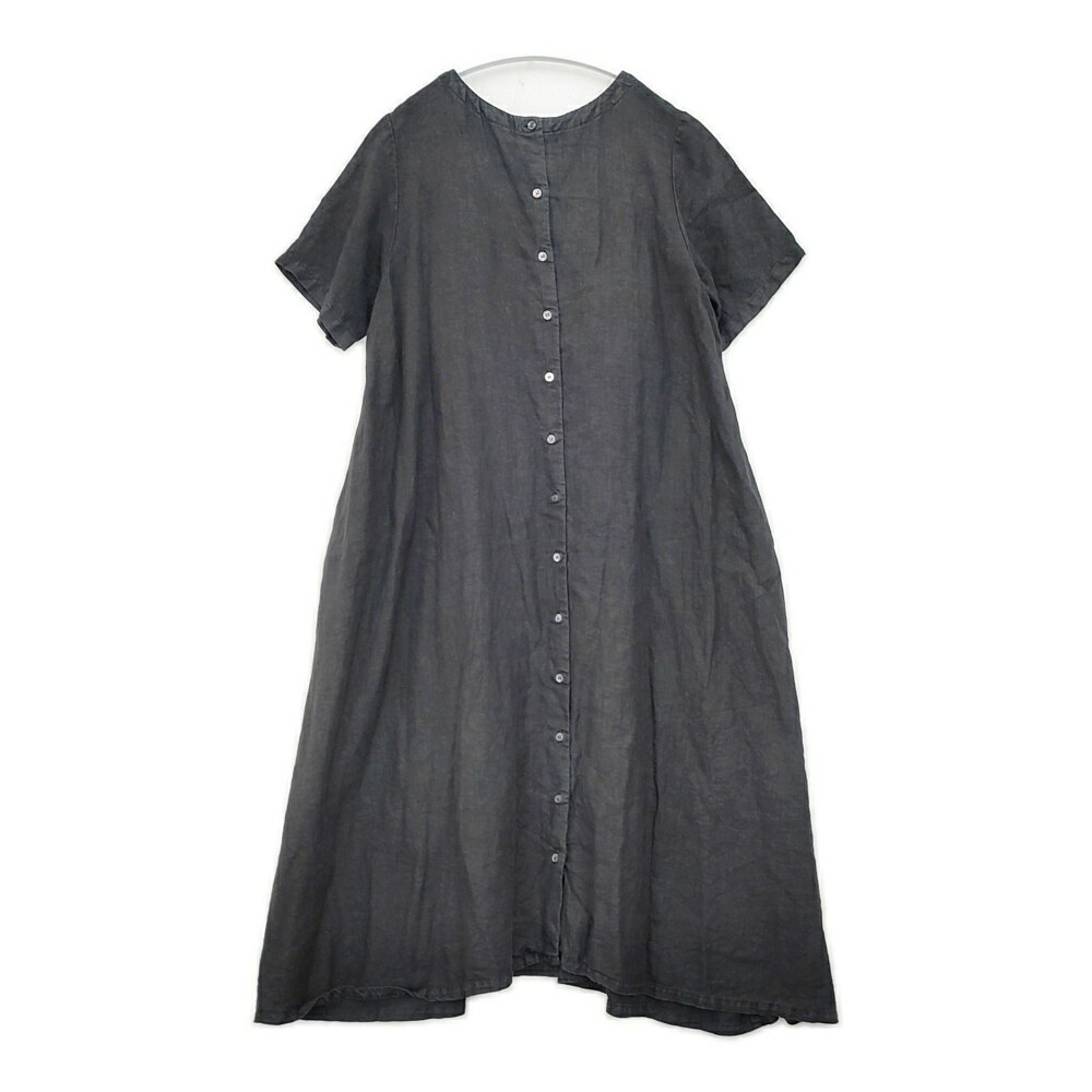 Rakuten - nest Robe リネン 2way 後染め 日本製 01172-1187 半袖 シャツワンピース ワンピース ブラック レディース ネストローブ【中古】6-0410S