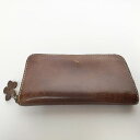 HENRY CUIR レザー CANE刺繍 花びらチャーム 小銭入れあり 長財布 ブラウン レディース アンリークイール【中古】4-1221G