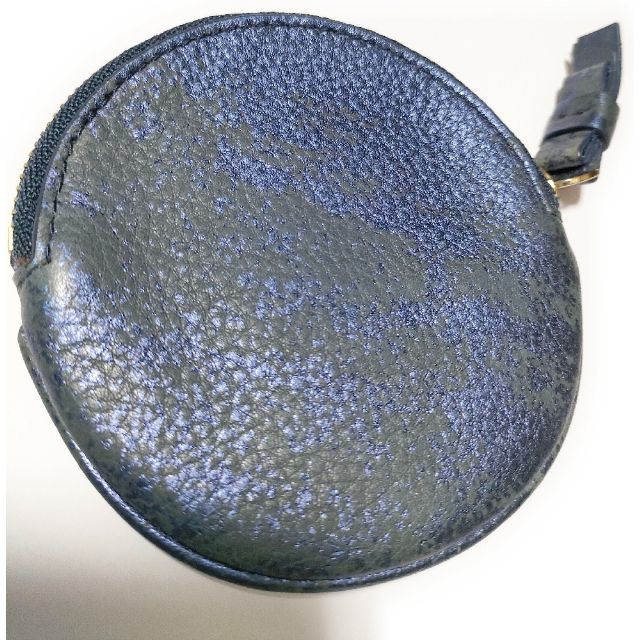 COLE HAAN レザー 小銭入れ ラウンド コインケース ポーチ ネイビー ユニセックス コールハーン【中古】4-1221G