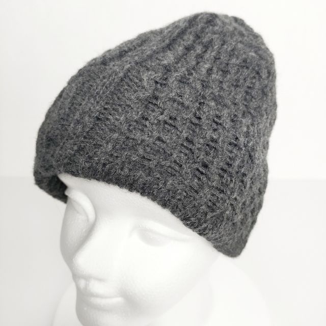 mature ha slant cutting knit cap aran2 lamb 定価9500円 MK-2135 ニット帽 ニットキャップ グレー レディース マチュアーハ【中古】4-1221A