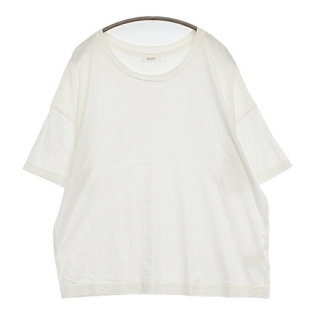 Rakuten - ESLOW CREWNECK PULLOVER メルローズ 日本製 定価13200円 半袖Tシャツ カットソー 21AW ホワイト レディース エスロー【中古】5-0725S