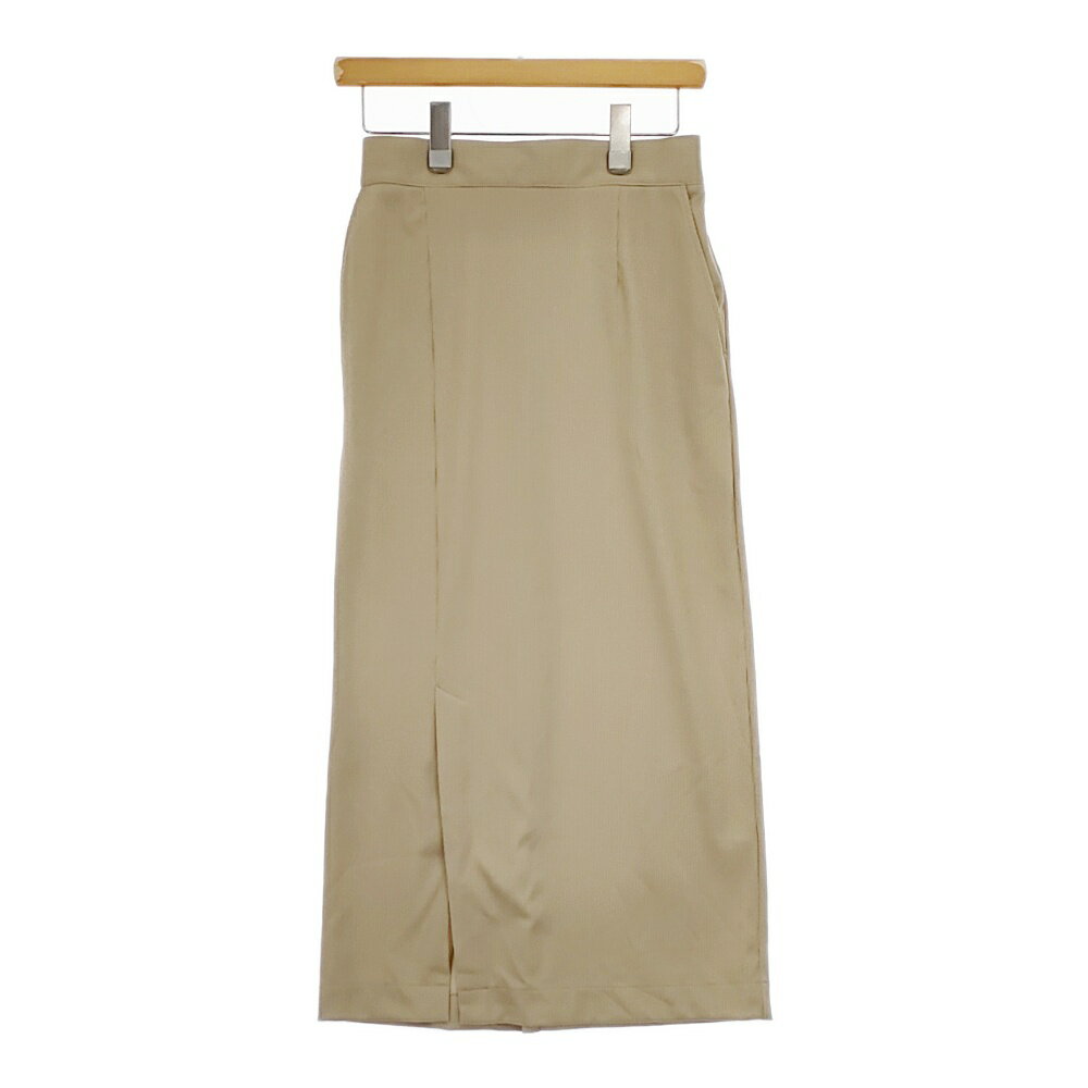 green label relaxing FFC ベアテレコ スリット 3624-225-2069 ロングスカート ベージュ レディース グリーンレーベルリラクシング【中古】5-0215M