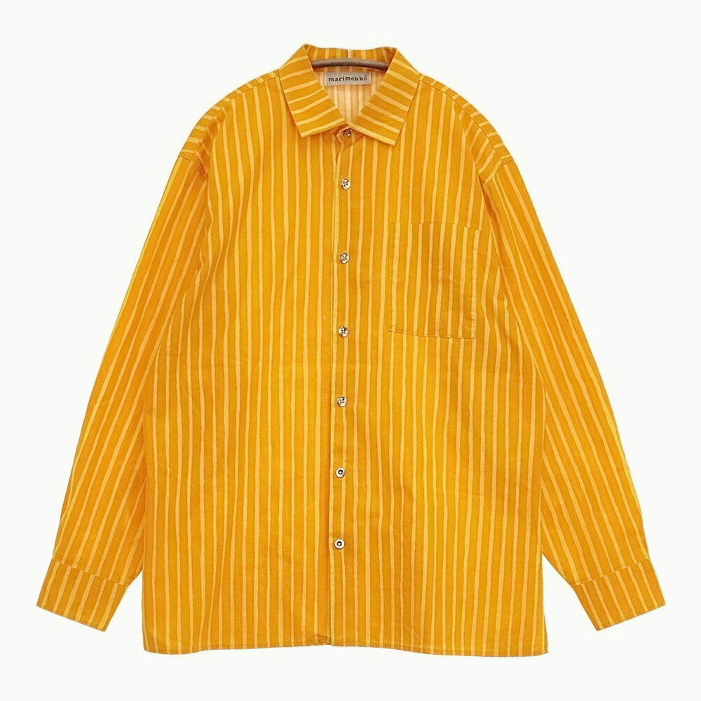 marimekko old marimekko ヴィンテージ Jokapoika ヨカポイカシャツ ストライプ サイズ40 長袖シャツ オレンジ イエロー ユニセックス マリメッコ【中古】6-0519M