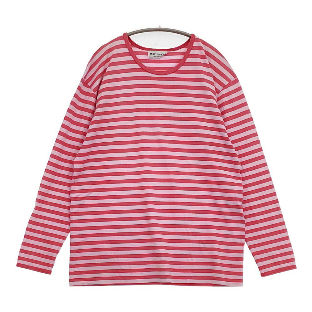 marimekko old marimekko BEAMSタグ world wide selection ヴィンテージ TASARATIA ボーダー L 長袖Tシャツ カットソー ロンT レッド ピンク ユニセックス マリメッコ【中古】6-0519M