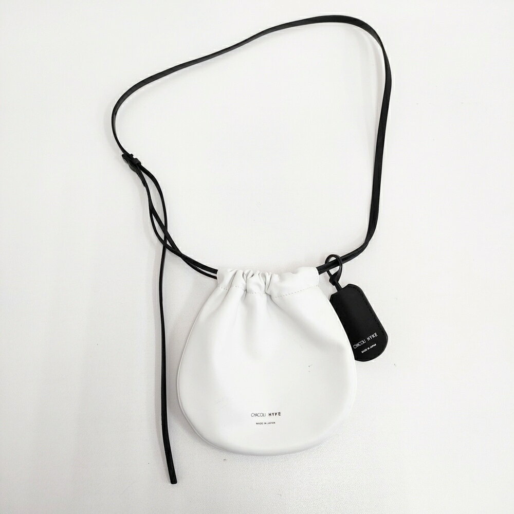 HYKE/CHACOLI LEATHER DRAWSTRING BAG レザーバッグ ミニショルダーバッグ Sサイズ ショルダーバッグ シロ レディース ハイク/チャコリ6-0611G