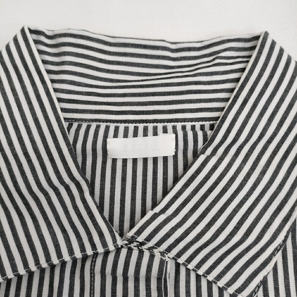 SEEALL ストライプシャツワンピース SAW33 DR304 サイズ38 ワンピース グレー ホワイト レディース シーオール【中古】5-0511M