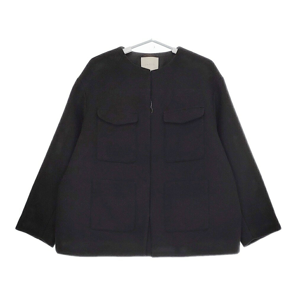 Other Jackets Jumpers - UNFILO 新品 ウールブレンド ノーカラーコート XL COURCW0503 定価25900円 コート 24AW ブラック レディース アンフィーロ【中古】5-0401T
