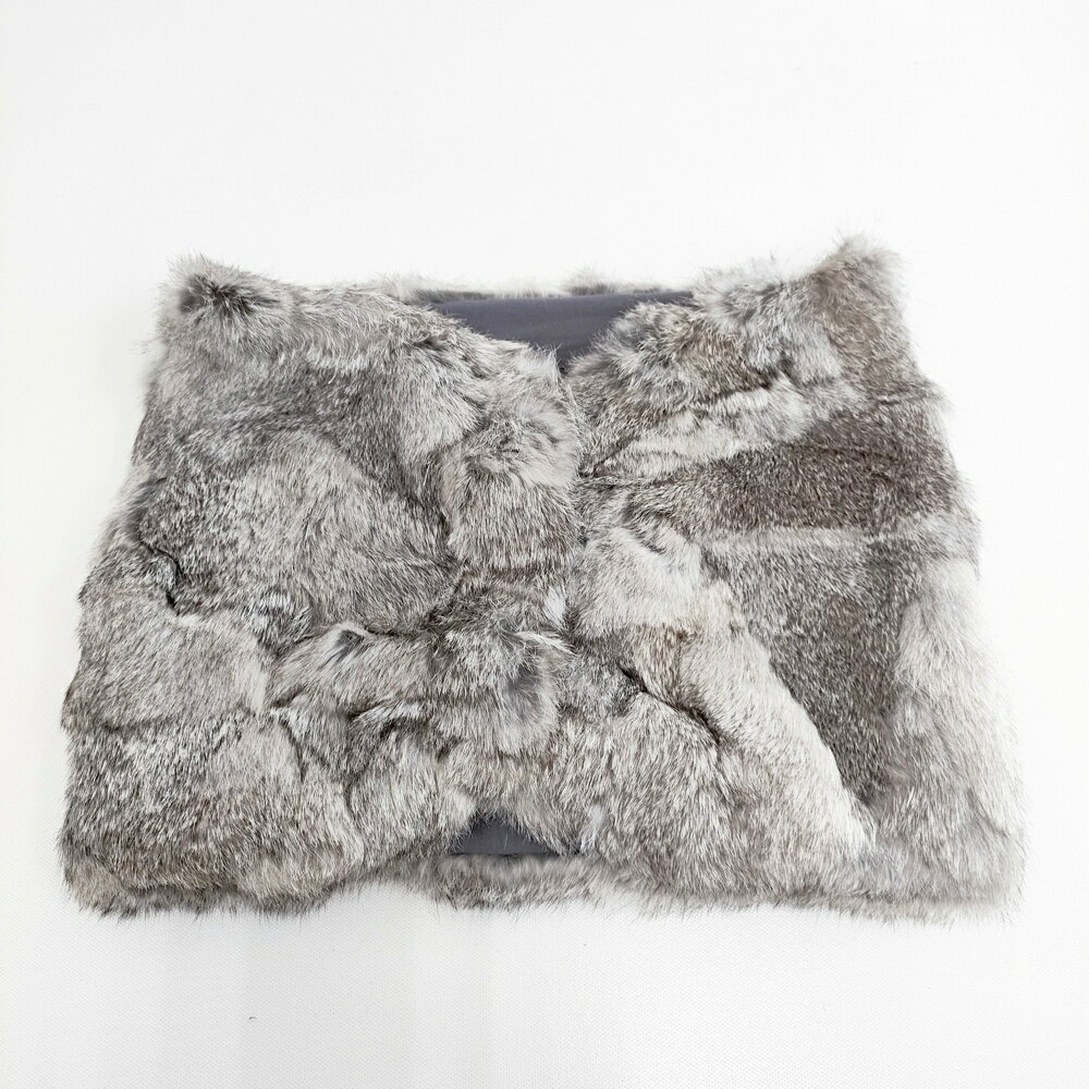 mizuiro-ind ラビットファー マフラー ネックウォーマー ライトグレー レディース ミズイロインド【中..