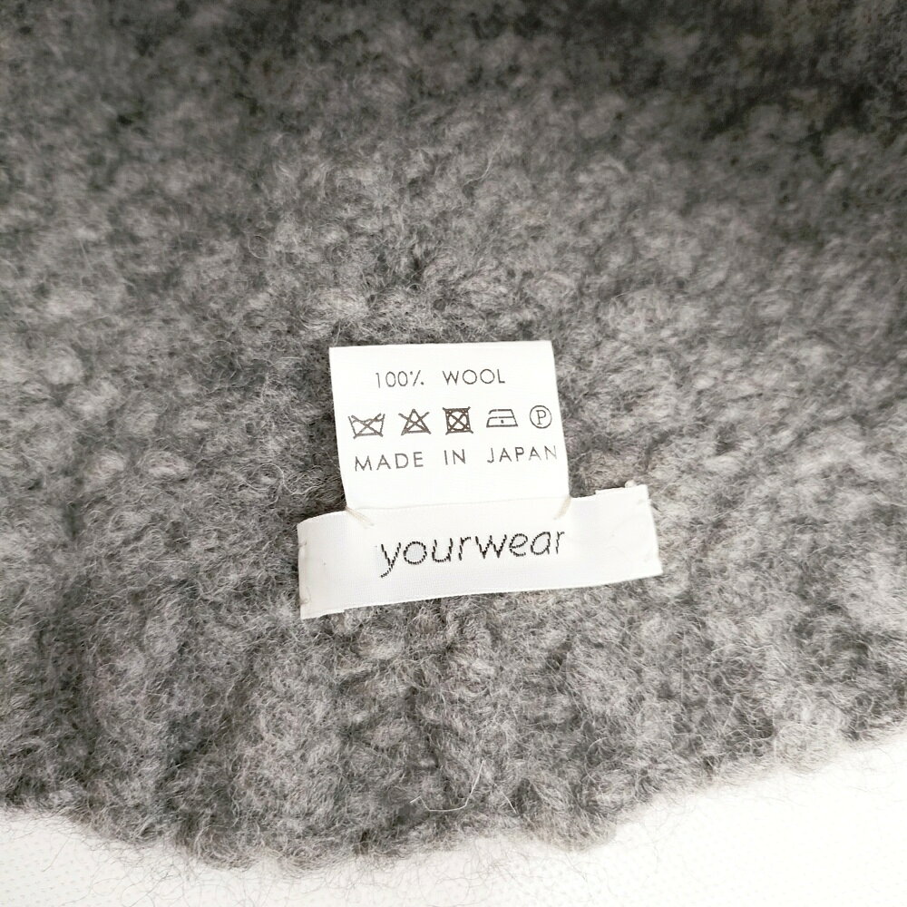 ブランド古着の専門店 ジージーのyourwear ウール100％ ポンポン付き ニット帽 帽子 ニットキャップ グレー レディース ユアウェア【中古】5-1222T｜アングル3