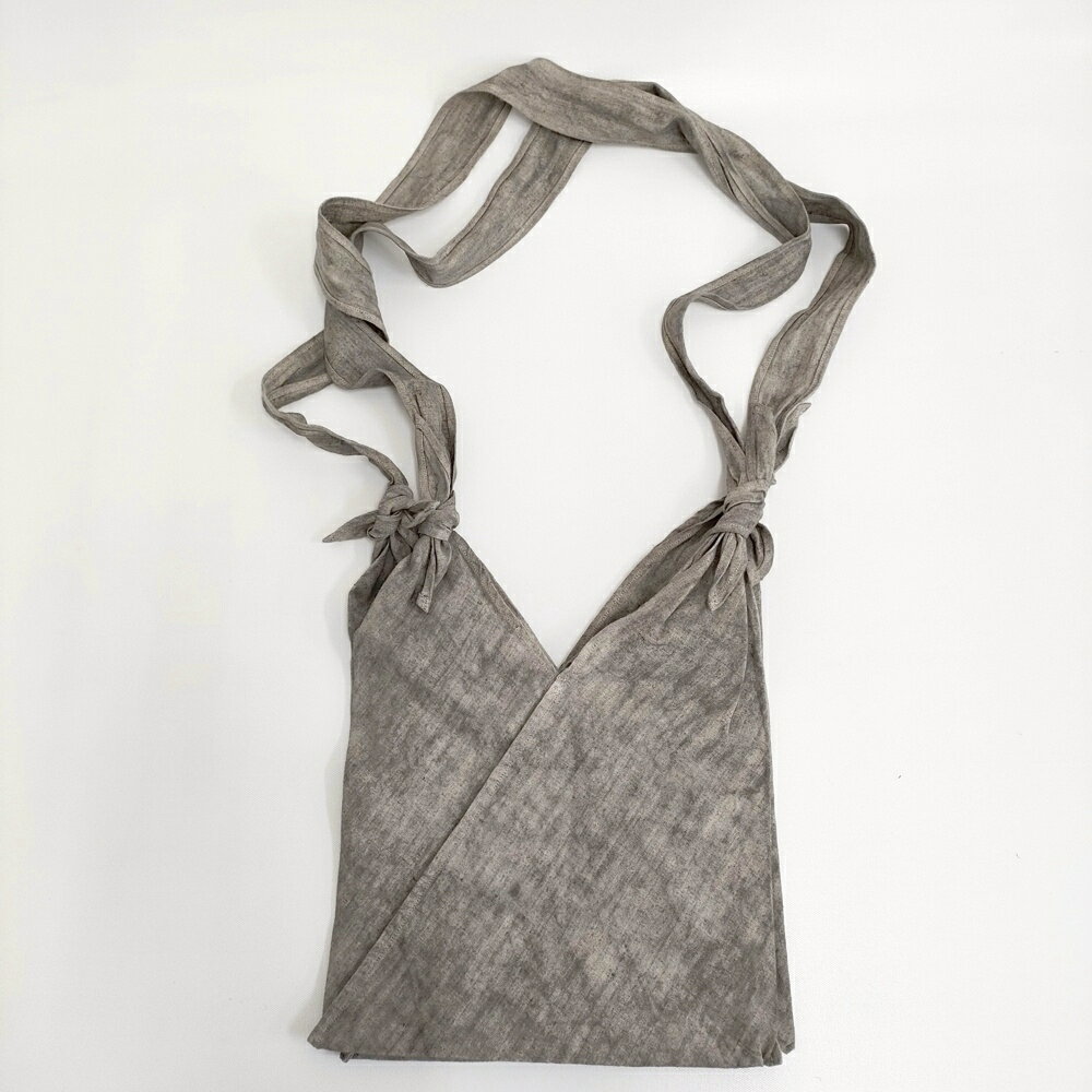 Shoulder Bags - MITTAN ざっくり大麻Wあずま袋 小 ベンガラ染 松煙 定価25300円 BA-26B ショルダーバッグ グレー レディース ミタン/ミッタン【中古】6-0418G