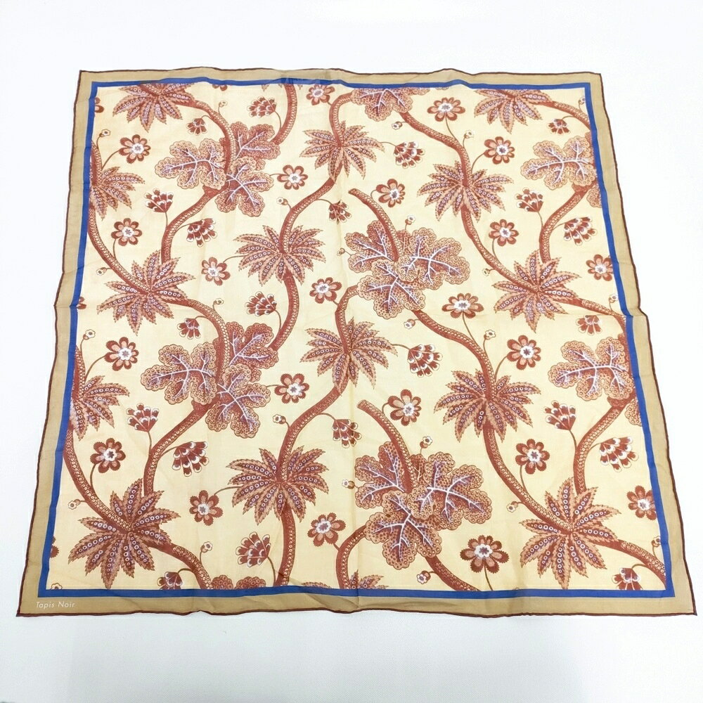 Rakuten - Tapis Noir タピノワール 新品 Light Brown Flower Scarf 定価14300円 TN220355 コットンシルク スカーフ オレンジ アカ レディース【中古】6-0521G