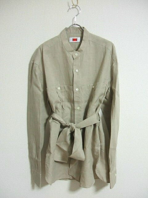 by H. New York 新品 定価37000円 リネン newwork shirt 長袖シャツ ベージュ メンズ バイエイチニューヨーク2-0318M♪