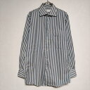 green label relaxing コットン ストライプ ドレス 長袖シャツ ホワイト グリーン メンズ グリーンレーベルリラクシング【中古】4-1026M(4)