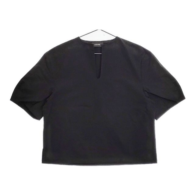 Rakuten - SINME S23SS-11 コットンリネン Uネックトップス 半袖 サイズM ブラウス シャツ 23SS ブラック レディース シンメ【中古】4-0831S