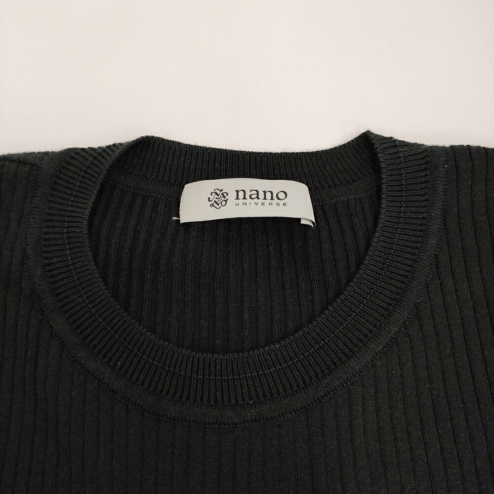 nano universe 思いきり洗えるニット リブクルーネックトップス 38 五分袖 ハーフスリーブ ブラック レディース ナノユニバース【中古】5-0809S auc-gee-jee-10177804 ブランド古着の専門店 ジージー サンプル画像3