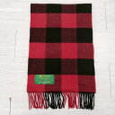 L.L.Bean ウール フリンジ チェック柄 ストール マフラー レッド ブラック レディース エルエルビーン【中古】4-1107T(4)
