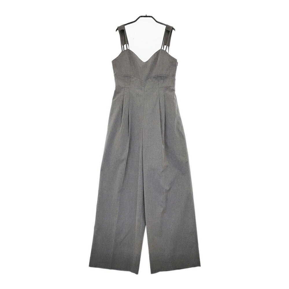Ameri VINTAGE MEDI CORD SUSPENDER WIDE PANTS 定価19250円 ストライプ サロペット 22SS グレー レディース アメリヴィンテージ【中古】5-0513M
