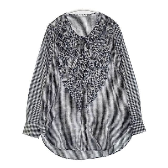 美品✨45rpm 45R 洗える インド製 フリル 長袖 ブラウス シャツ 45Rインドシルクのフリルカラーブラウス: WOMEN｜45R