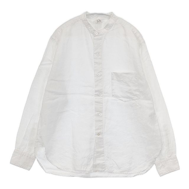 THE LIBRARY 日本製 175-3150007 サイズS リネン バンドカラー 長袖シャツ 23SS ホワイト レディース ザ ライブラリー6-0322M
