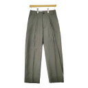 MARGARET HOWELL SOFT WOOL LINEN トラウザーズ 578-2142001 パンツ 22SS グリーン レディース マーガレットハウエル【中古】5-0102M