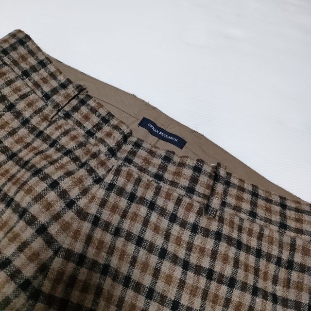 ブランド古着の専門店 ジージーのURBAN RESEARCH チェック ウール パンツ ブラウン メンズ アーバンリサーチ【中古】3-0903T｜アングル3