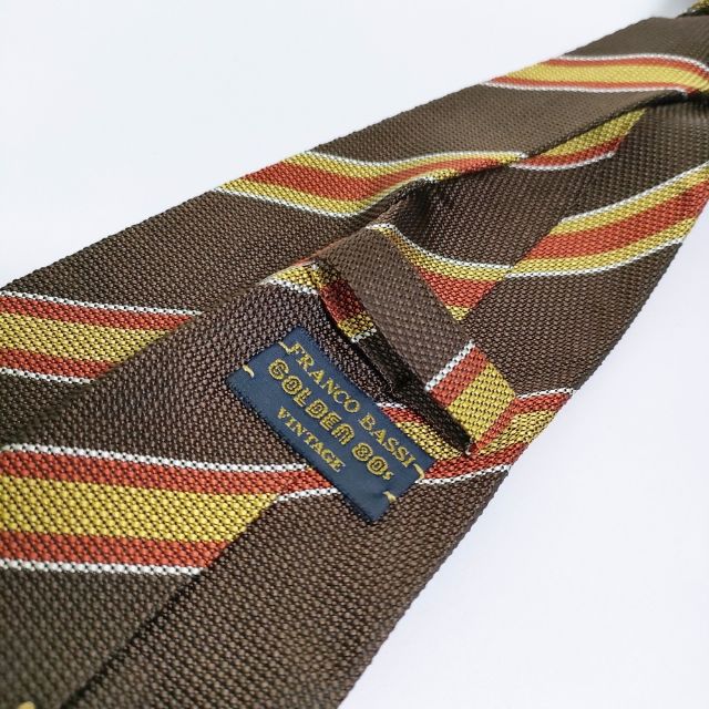 FRANCO BASSI GOLDEN 80's VINTAGE シリーズ シルク100％ イタリア製 ネクタイ ブラウン メンズ フランコバッシ【中古】5-0212G